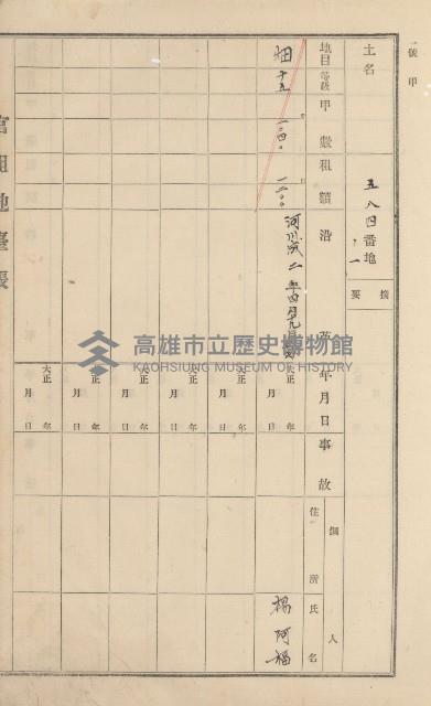 杉林庄官租地臺帳（二冊之內第二號）藏品圖，第279張