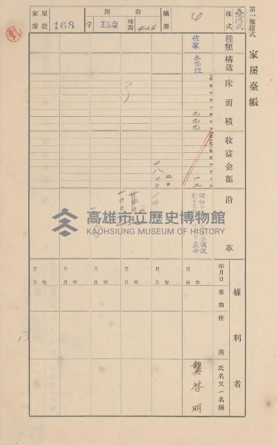 鳳山郡林園庄王公廟家屋臺帳（三冊之內第一號）藏品圖，第179張