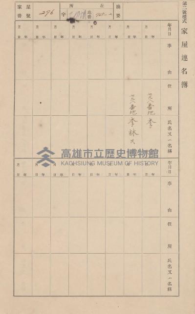 鳳山郡仁武庄翠屏村二之二家屋臺帳
（四冊之內第四號）藏品圖，第179張