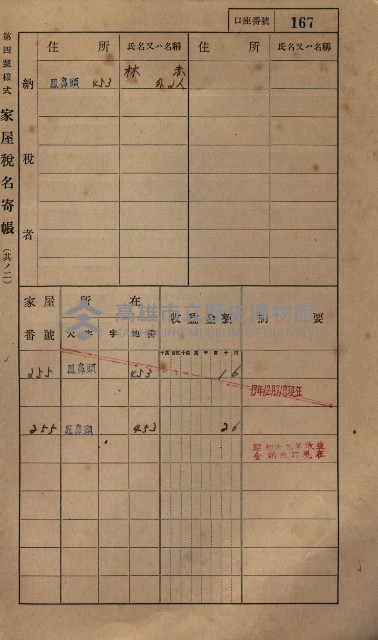 高雄州鳳山郡小港庄鳳鼻頭家屋稅名寄帳
（一冊之內第一號）藏品圖，第179張