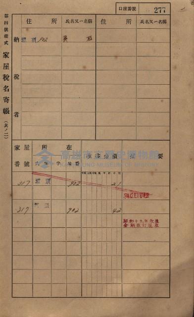 高雄州鳳山郡林園庄潭頭家屋稅名寄帳
（二冊之內第二號）藏品圖，第79張