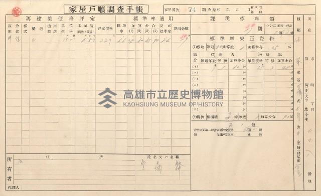 小港庄空地子、店子後家屋戶順調查手帳
（一冊之內一）藏品圖，第79張