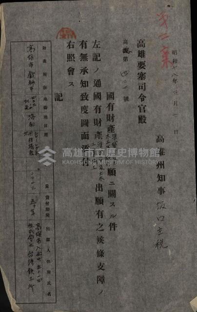 海岸ニ土木工事施行許可綴
（高雄州）藏品圖，第79張