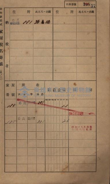高雄州鳳山郡大寮庄赤崁家屋稅名寄帳
（三冊之內第一號）藏品圖，第79張