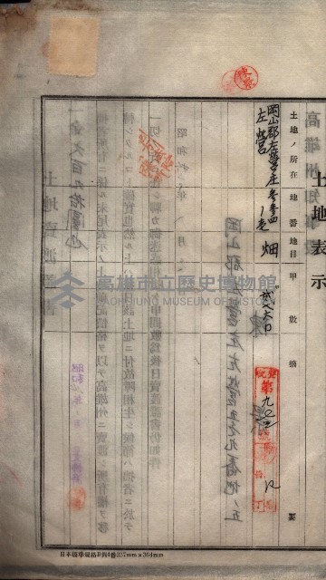 州買收地調書－登記濟証綴
（左營、埤子頭、前峰尾、內惟）藏品圖，第379張