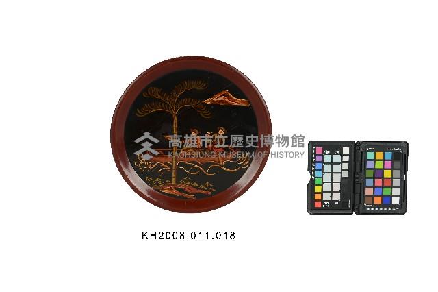 彩繪填漆山中泛舟紋圓盤藏品圖，第1張