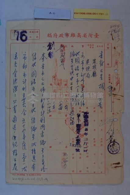 補訂都市計畫預定地號碼詳表藏品圖，第1張