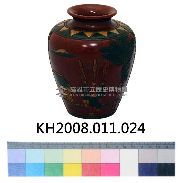 雕刻彩繪填漆臺灣風物紋漆瓶藏品圖，第1張