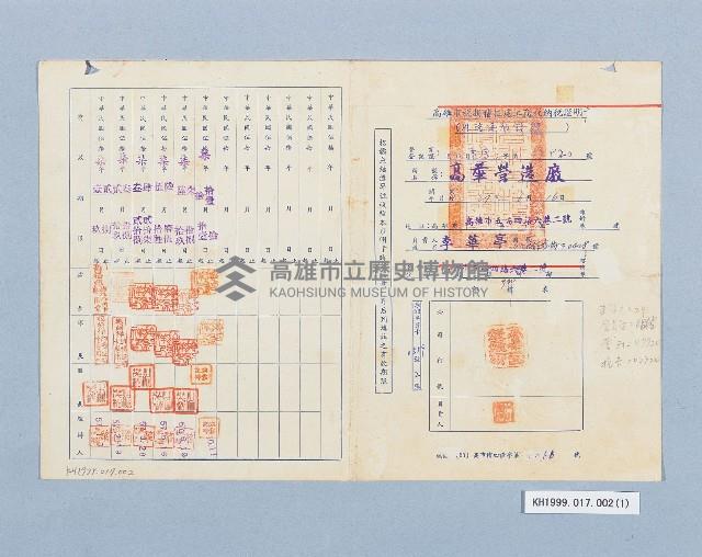 民國57年高雄市稅捐稽征處工商稅納稅證明書（參加投標用）藏品圖，第1張