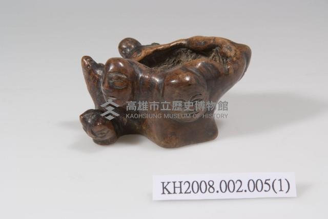 黃楊木天然樹瘤人面菸灰缸藏品圖，第1張