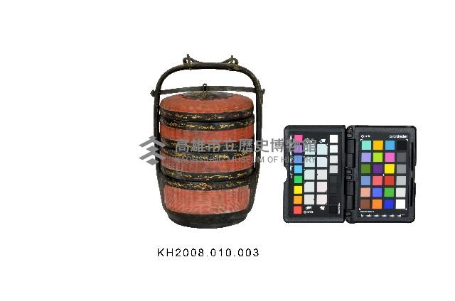 竹編朱漆描金三層提籃藏品圖，第1張