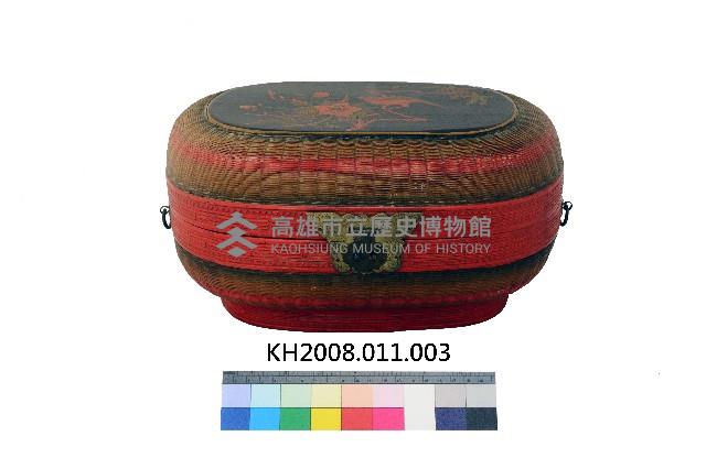 籃胎彩繪花鳥紋橢圓形盒藏品圖，第1張