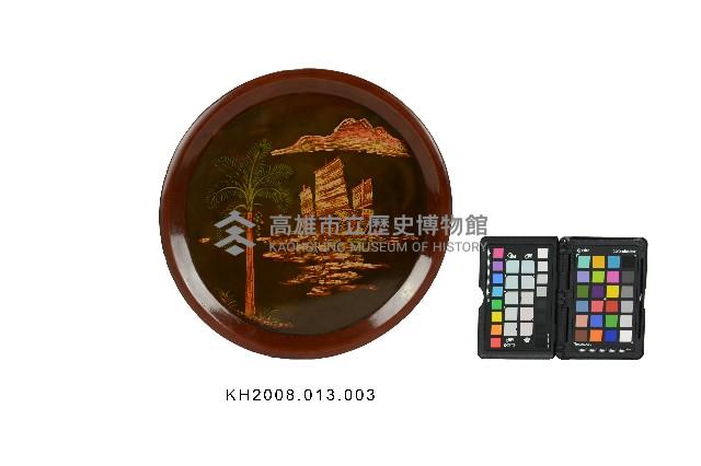 彩繪填漆潭中帆影紋圓盤藏品圖，第1張