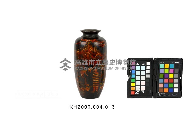 黑漆彩繪磨顯原住民耕作紋瓶藏品圖，第1張
