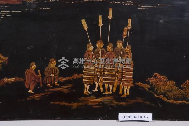 彩繪填漆原住民杵歌紋大掛屏藏品圖，第3張
