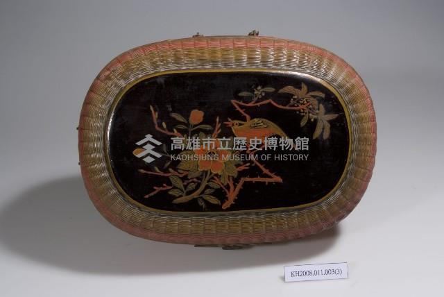 籃胎彩繪花鳥紋橢圓形盒藏品圖，第3張