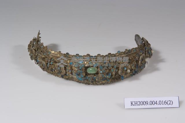 銀鎏金點翠鑲玉髮飾藏品圖，第2張