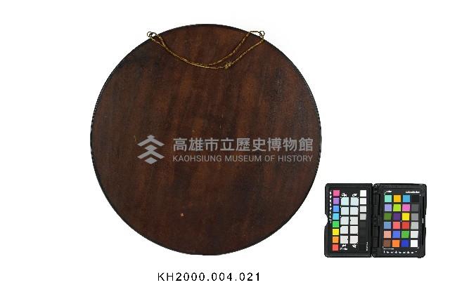 黑漆彩繪磨顯日月潭杵歌紋圓型掛飾藏品圖，第2張