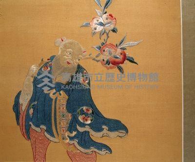 東方朔偷桃獻壽刺繡掛飾藏品圖，第2張