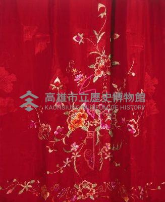 紅提花綢地彩繡蝶花紋裙藏品圖，第2張