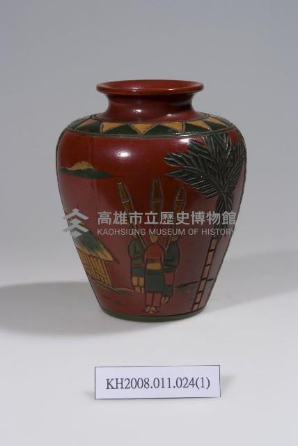 雕刻彩繪填漆臺灣風物紋漆瓶藏品圖，第2張