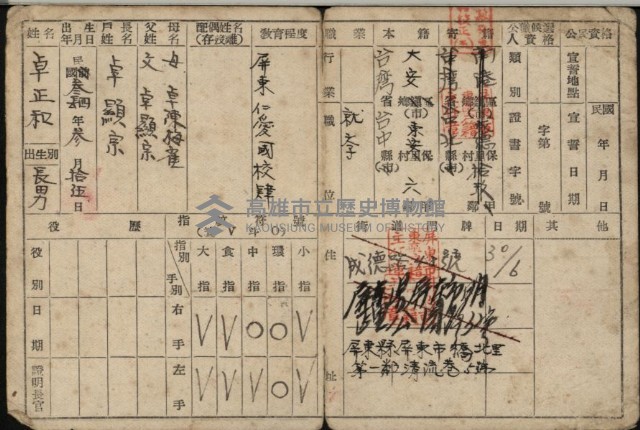 中華民國國民身分證（卓正和）藏品圖，第2張