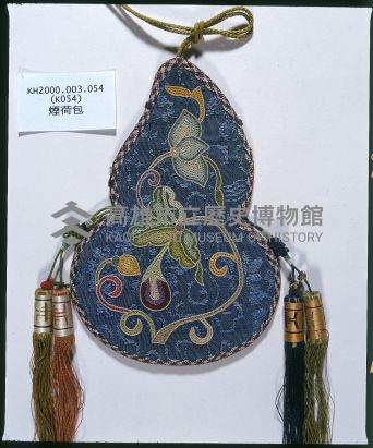 藍綢地葫蘆型煙荷包藏品圖，第2張