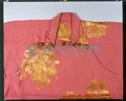 絲質桃紅色地大朵金色提花旗袍藏品圖，第2張