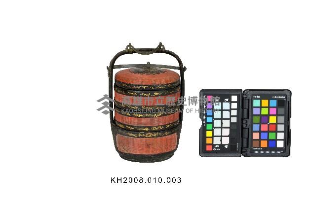 竹編朱漆描金三層提籃藏品圖，第2張