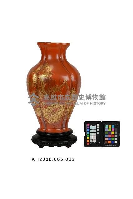 朱漆描金山水紋瓶藏品圖，第2張