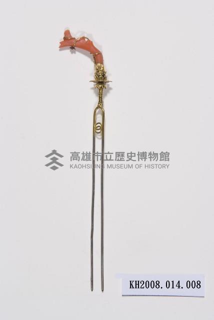 銀鎏金鑲珊瑚釵藏品圖，第1張