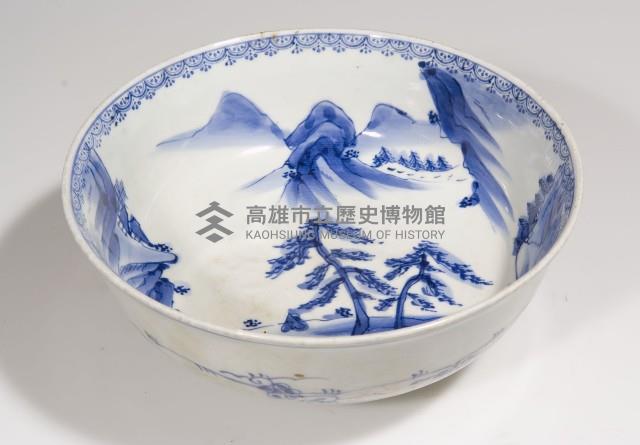 大圓瓷碗（山水青花）藏品圖，第1張