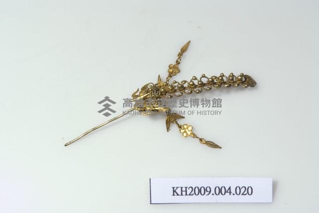 銀鎏金蝴蝶花卉紋簪-1藏品圖，第1張