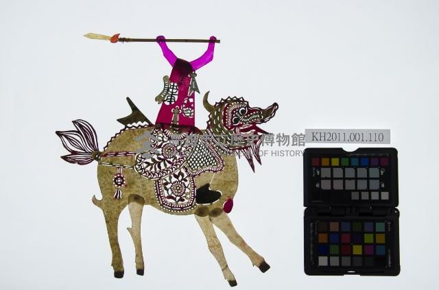 皮影戲偶右男騎-道長騎麒麟（偶身）藏品圖，第1張