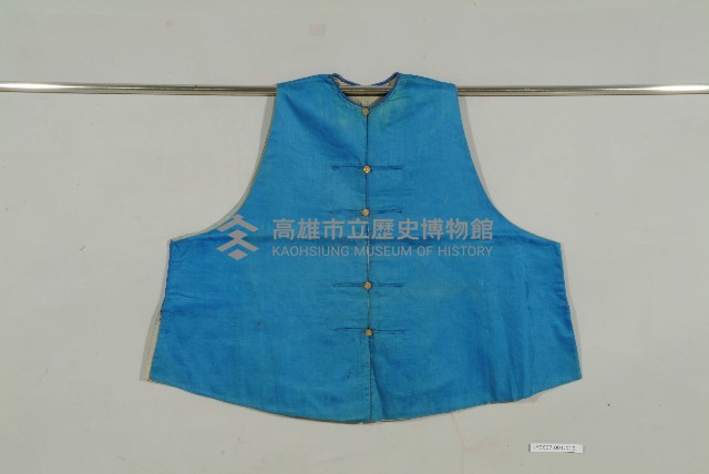 藍綢地對襟男背心藏品圖，第1張