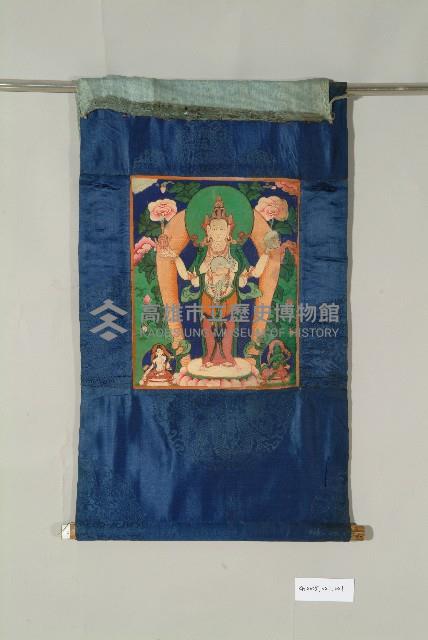 藍緞地四臂觀音菩薩唐卡藏品圖，第1張