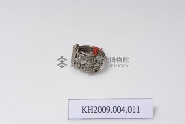 銀四連環雙蝶花卉紋戒藏品圖，第1張