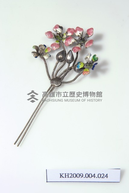 銀琺瑯花卉紋釵藏品圖，第1張
