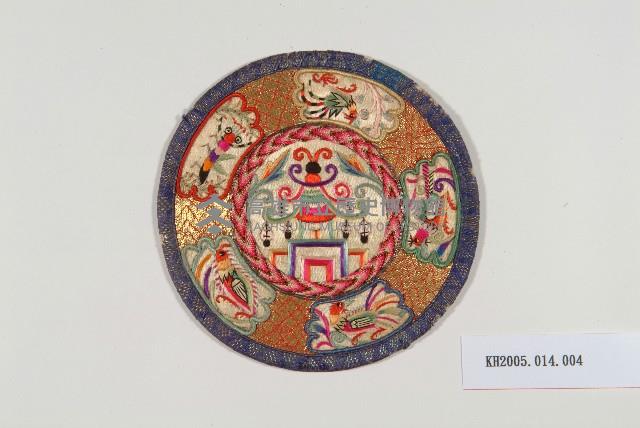 米白緞地盤金彩繡樓閣看花片-4藏品圖，第1張