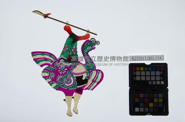 皮影戲偶右男騎-老道長騎禽鳥（偶身）藏品圖，第1張