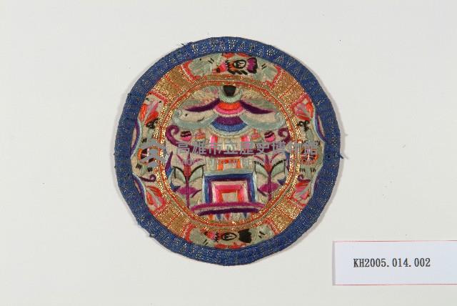 米白緞地盤金彩繡樓閣看花片-2藏品圖，第1張