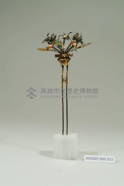 銀鎏金鶴紋釵藏品圖，第1張