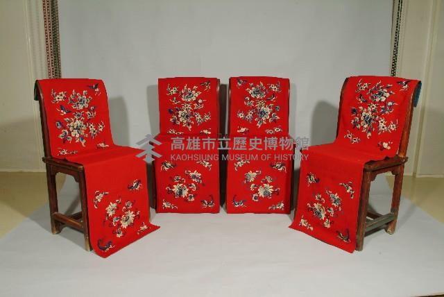 紅毛地蝴蝶花卉彩繡椅套藏品圖，第1張