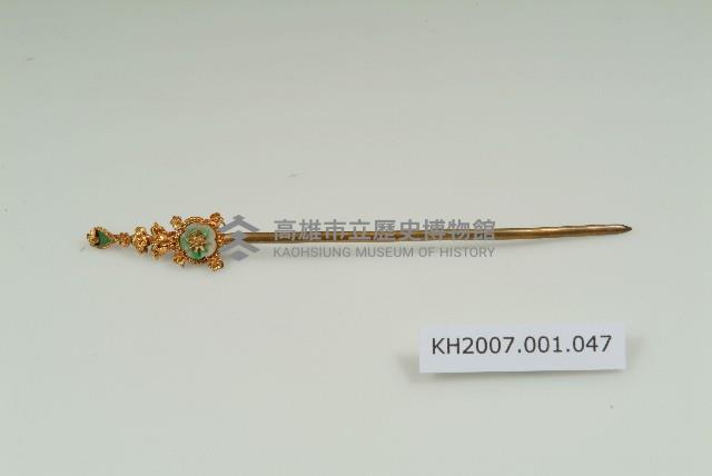 銀鎏金鑲玉蝴蝶花卉簪藏品圖，第1張