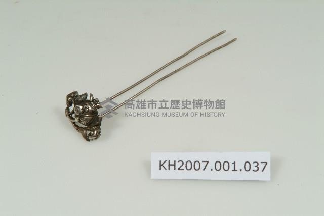 銀石榴如意紋釵藏品圖，第1張