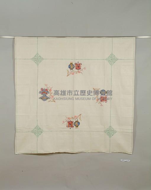 米白棉地十字繡方桌巾藏品圖，第1張