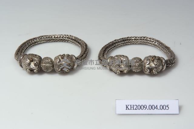 銀編織龍紋手鐲藏品圖，第1張