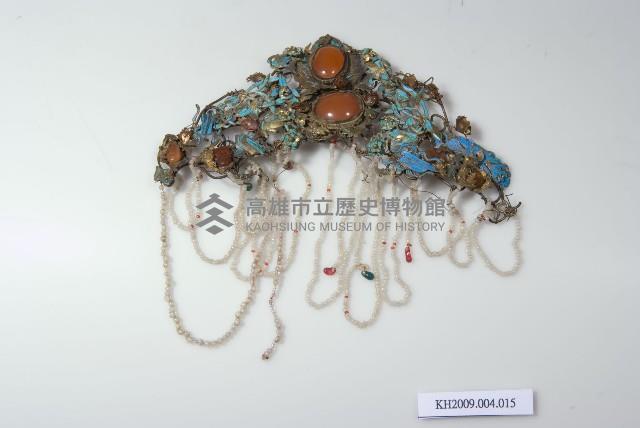 銀鎏金點翠暗八仙髮飾藏品圖，第1張