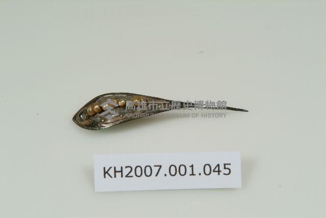 銀鑲珍珠蝙蝠簪藏品圖，第1張