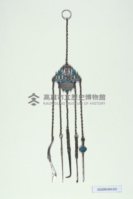 銀琺瑯石榴花籃腰佩藏品圖，第1張